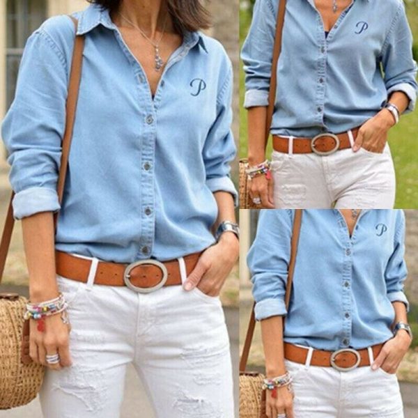 The Best New Women Autumn Denim Shirts Coat Ladies Casual Long Sleeve Casual Blouse Office Tops Loose Tee Shirts Outwear Online - Takalr