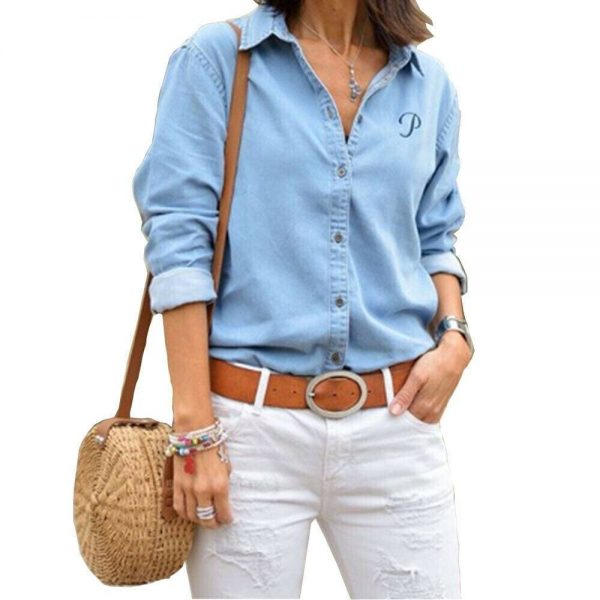 The Best New Women Autumn Denim Shirts Coat Ladies Casual Long Sleeve Casual Blouse Office Tops Loose Tee Shirts Outwear Online - Takalr