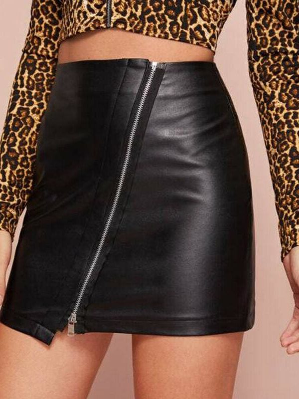 The Best New Women Black PU Leather Pencil Skirt Summer Office Ladies Bodycon High Waist Slim Mini Short Skirt Online - Takalr