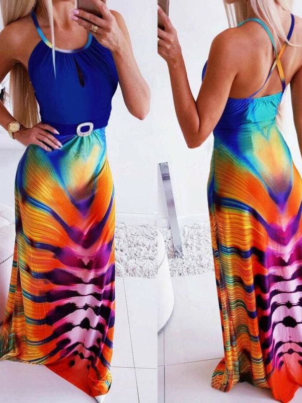 The Best New Women Boho Fashion Floral Backless Long Maxi Dress Ladies Casual Evening Party Beach Bodycon Sundress Online - Takalr