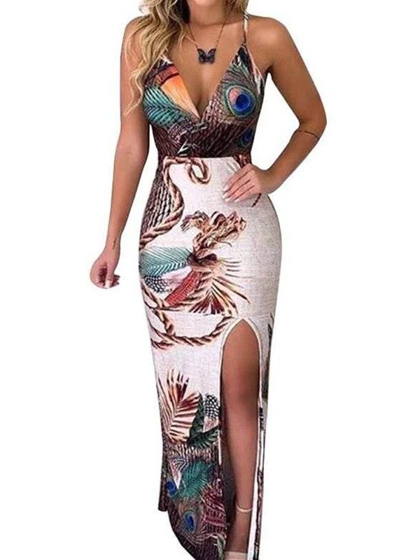 The Best New Women Boho Floral Dress Ladies Sleeveless Bodycon Prom Evening Party Summer Beach Casual Long Sundress Online - Takalr