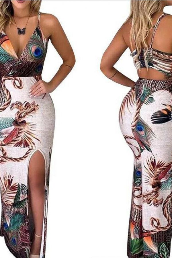 The Best New Women Boho Floral Dress Ladies Sleeveless Bodycon Prom Evening Party Summer Beach Casual Long Sundress Online - Takalr