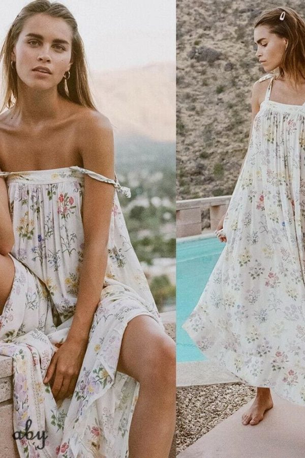 The Best New Women Boho Floral Long Maxi Dress Summer Beach Ladies Sleeveless Party Holiday Casual Loose Sundress Online - Takalr