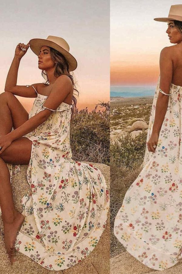 The Best New Women Boho Floral Long Maxi Dress Summer Beach Ladies Sleeveless Party Holiday Casual Loose Sundress Online - Takalr