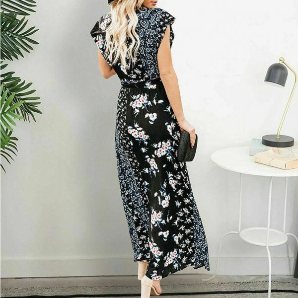 The Best New Women Boho Floral Long Maxi Loose Dress Evening Party Beach Summer Fashion Elegant Sexy Sundress Sleeveless Slimmer Clothes Online - Takalr