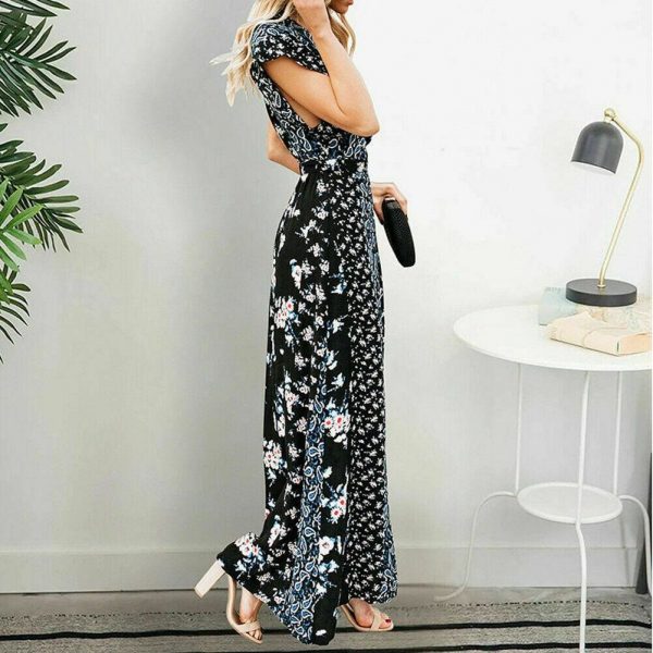 The Best New Women Boho Floral Long Maxi Loose Dress Evening Party Beach Summer Fashion Elegant Sexy Sundress Sleeveless Slimmer Clothes Online - Takalr