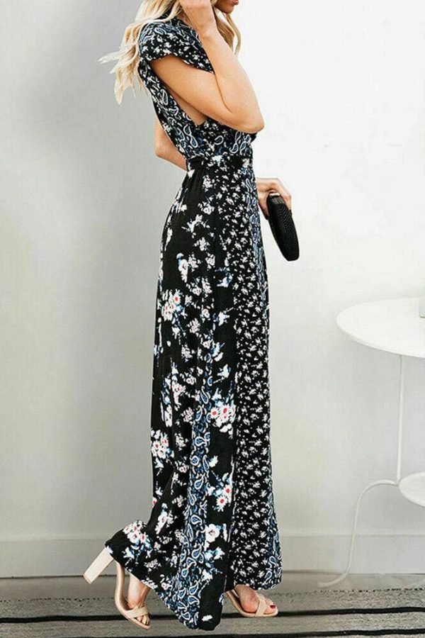 The Best New Women Boho Floral Long Maxi Loose Dress Evening Party Beach Summer Fashion Elegant Sexy Sundress Sleeveless Slimmer Clothes Online - Takalr