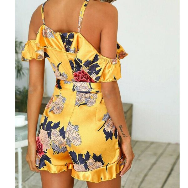 The Best New Women Boho Floral Off Shoulder Jumpsuit Ladies Summer Beach Bodycon Playsuit Short Pants Trousers Romper Online - Takalr