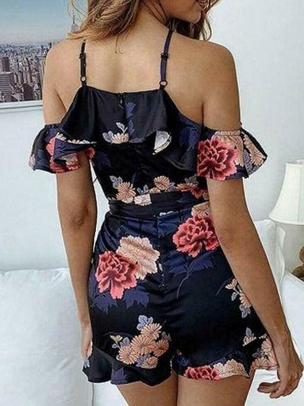 The Best New Women Boho Floral Off Shoulder Jumpsuit Ladies Summer Beach Bodycon Playsuit Short Pants Trousers Romper Online - Takalr