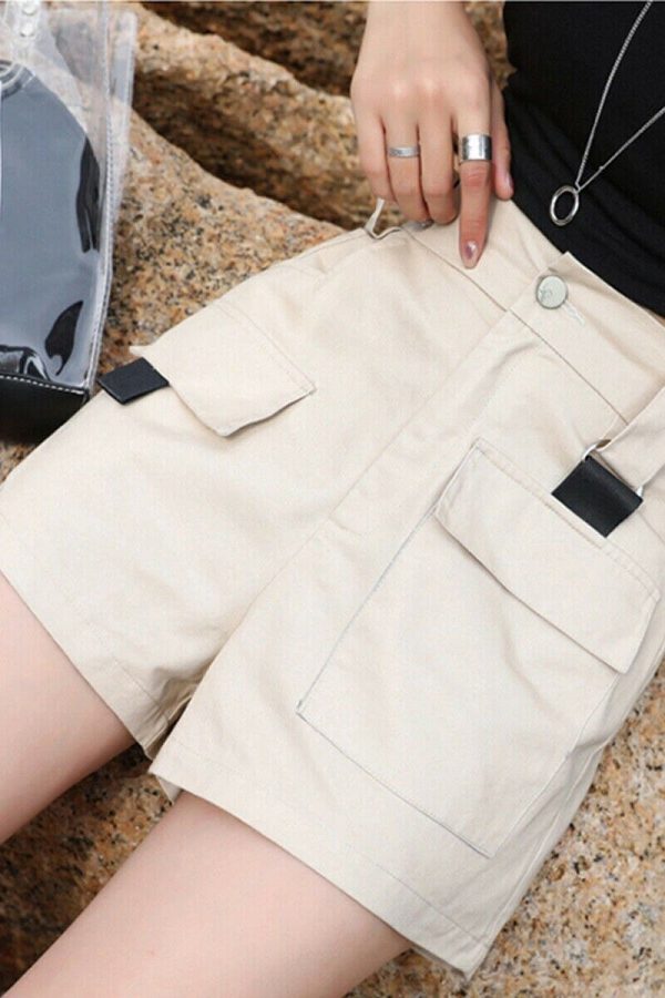 The Best New Women Cargo High Waist Shorts Cotton Overalls Fashion Ladies Casual Multi-pockets Breathable Loose Trouser Plus Size Online - Takalr