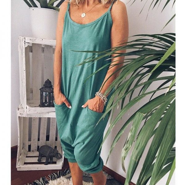 The Best New Women Casual Jumpsuit Ladies Sleeveless Loose Baggy Trousers Overalls Party Solid Jumpsuit Romper Trousers Online - Takalr