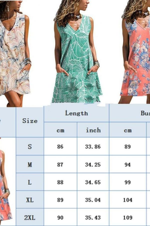 The Best New Women Casual Loose Tunic Floral Dress Ladies Casual Beach Swing Strappy Cami Pocket Summer Party Dress Sundress Online - Takalr