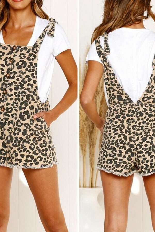 The Best New Women Casual Playsuit Fashion Leopard Print?Trouser Ladies Jumpsuit Summer Holiday Shorts Rompers Women Overall Online - Takalr