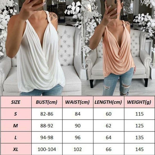 The Best New Women Casual Strap Sheer Sleeveless Solid Tank Top Summer Ladies V-neck Loose Camisole Crop Tank Tops Vest Shirt Online - Takalr