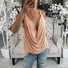 The Best New Women Casual Strap Sheer Sleeveless Solid Tank Top Summer Ladies V-neck Loose Camisole Crop Tank Tops Vest Shirt Online - Takalr