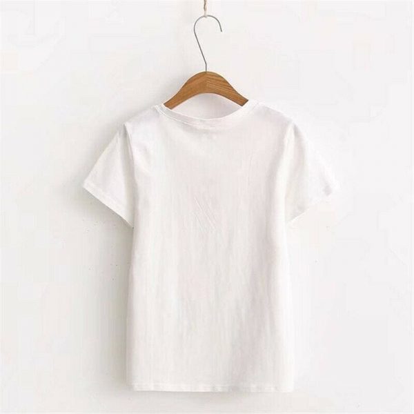 The Best New Women Casual T-shirt Short Sleeve Ladies Loose Casual Summer Tops Cartoon Bunny Pocket Short Sleeve Tops Online - Takalr