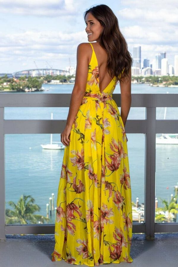 The Best New Women Floral Maxi Dress Fashion Ladies Sleeveless V Neck Prom Evening Party Summer Beach Casual Long Sundress Online - Takalr