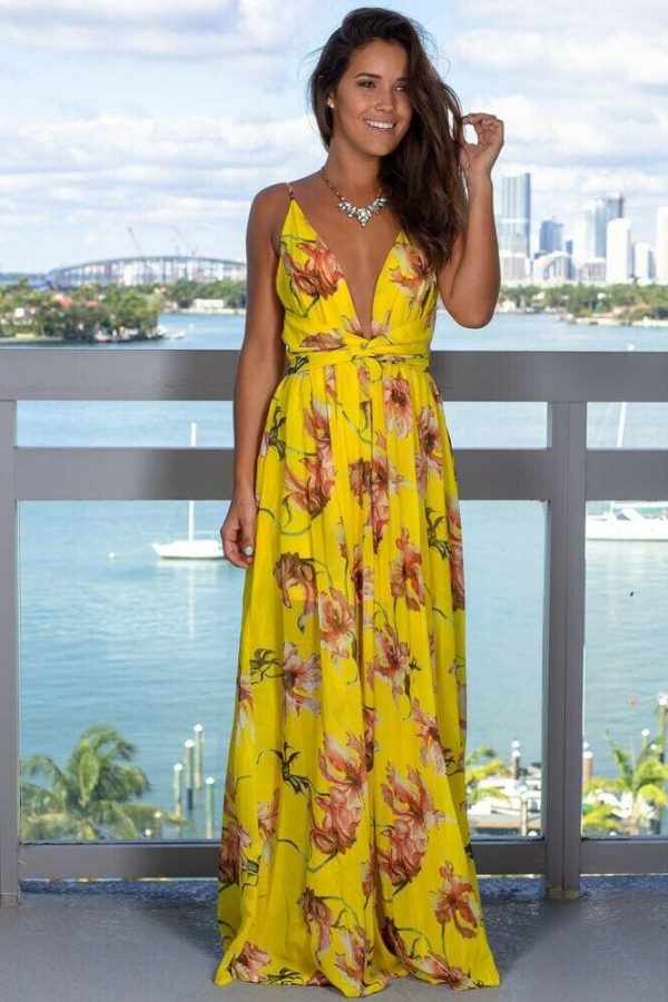 The Best New Women Floral Maxi Dress Fashion Ladies Sleeveless V Neck Prom Evening Party Summer Beach Casual Long Sundress Online - Takalr