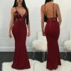 The Best New Women Formal Prom Long Sequin Dress V-Neck Sleeveless Bodycon SunDress Party Cocktail Long Slim Dress Online - Source Silk