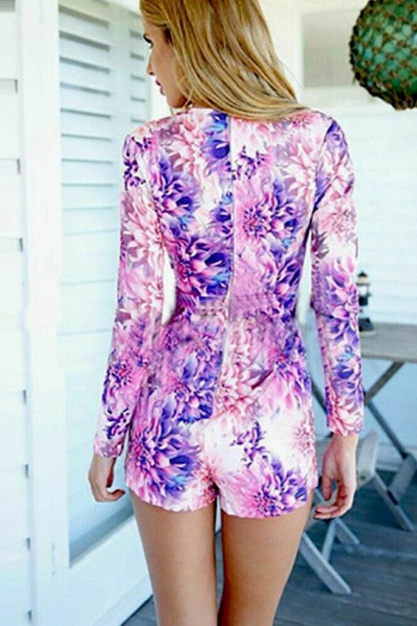 The Best New Women Jumpsuit Summer Boho Floral Casual Long Sleeve Playsuit Sexy Ladies V Neck Jumpsuit Romper Holiday Beachwear Online - Takalr