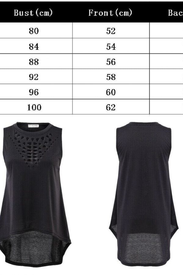 The Best New Women Ladies Black Hollow Out Sleeveless T-Shirts Solid Tops Summer Loose T-Shirts Plus Size Online - Takalr