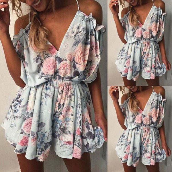 The Best New Women Ladies Boho Floral Off Shoulder Clubwear Summer Playsuit Bodycon Backless Party Fashion Jumpsuit Romper Trousers Online - Takalr