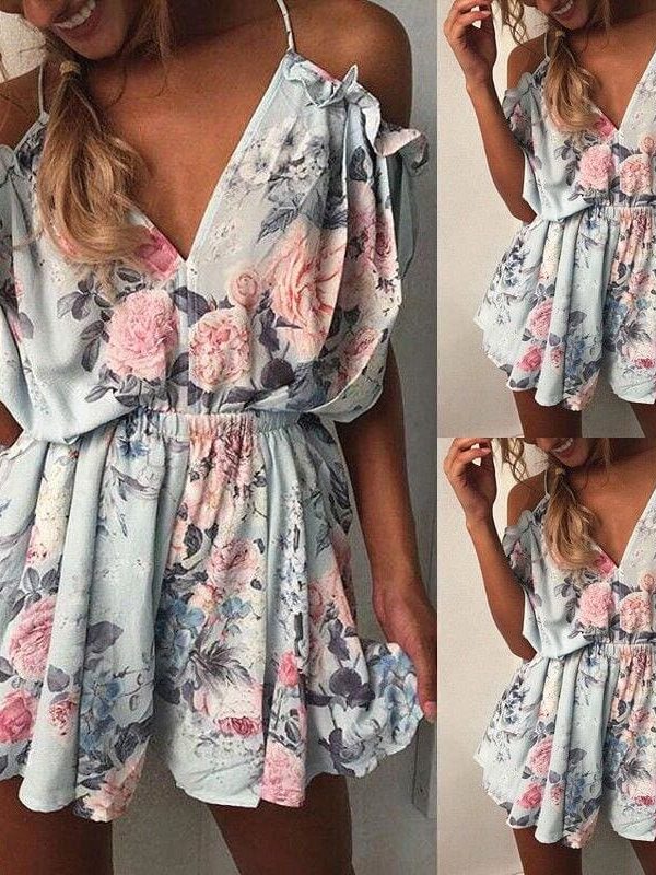 The Best New Women Ladies Boho Floral Off Shoulder Clubwear Summer Playsuit Bodycon Backless Party Fashion Jumpsuit Romper Trousers Online - Takalr