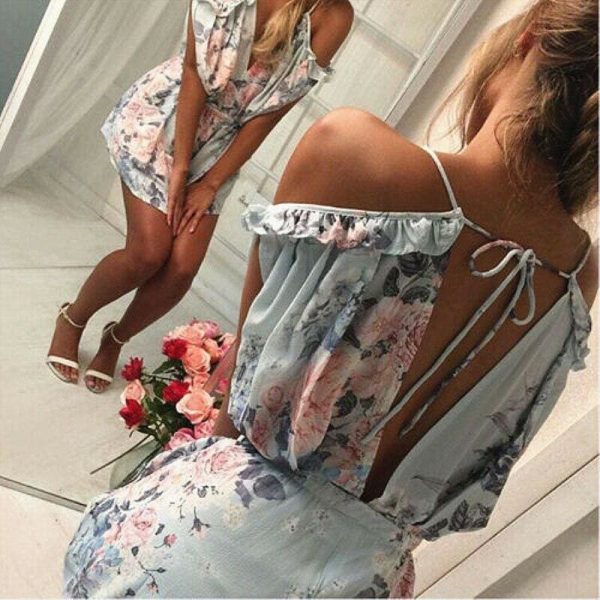 The Best New Women Ladies Boho Floral Off Shoulder Clubwear Summer Playsuit Bodycon Backless Party Fashion Jumpsuit Romper Trousers Online - Takalr