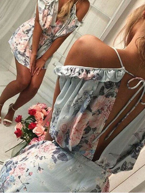 The Best New Women Ladies Boho Floral Off Shoulder Clubwear Summer Playsuit Bodycon Backless Party Fashion Jumpsuit Romper Trousers Online - Takalr