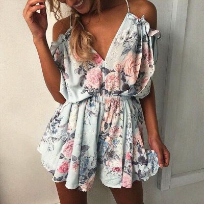 The Best New Women Ladies Boho Floral Off Shoulder Clubwear Summer Playsuit Bodycon Backless Party Fashion Jumpsuit Romper Trousers Online - Takalr