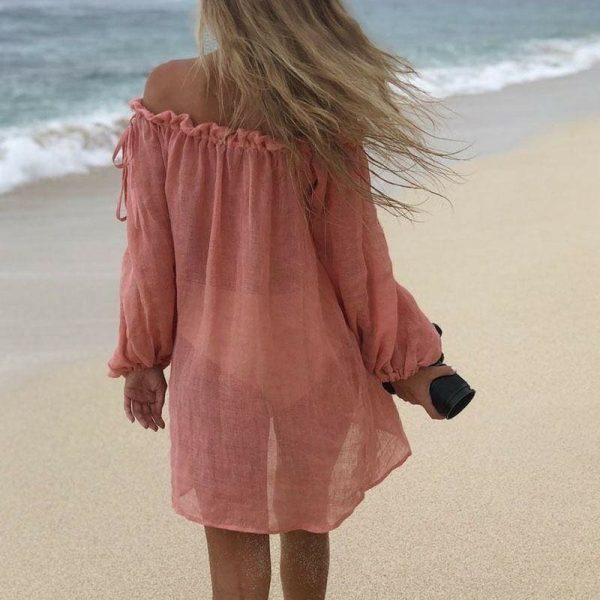 The Best New Women Ladies Boho Summer Sexy Off Shoulder Mini Short Dress Fashion Sexy Beach Solid Casual Loose Dress Sundress Online - Takalr