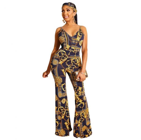 The Best New Women Ladies Clubwear Printed Sleeveless Casual Playsuit Bodycon Party Jumpsuit Romper Long Pant Trousers Online - Takalr