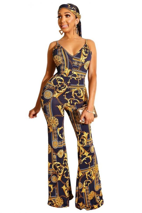 The Best New Women Ladies Clubwear Printed Sleeveless Casual Playsuit Bodycon Party Jumpsuit Romper Long Pant Trousers Online - Takalr