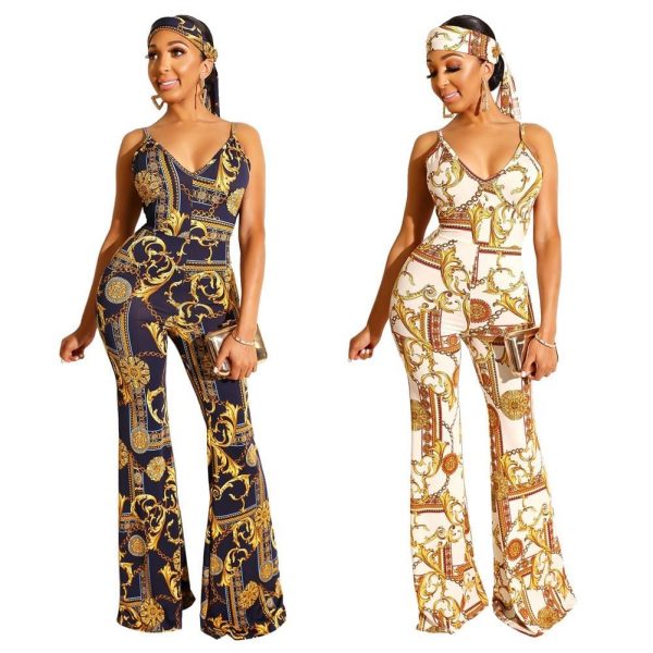 The Best New Women Ladies Clubwear Printed Sleeveless Casual Playsuit Bodycon Party Jumpsuit Romper Long Pant Trousers Online - Takalr