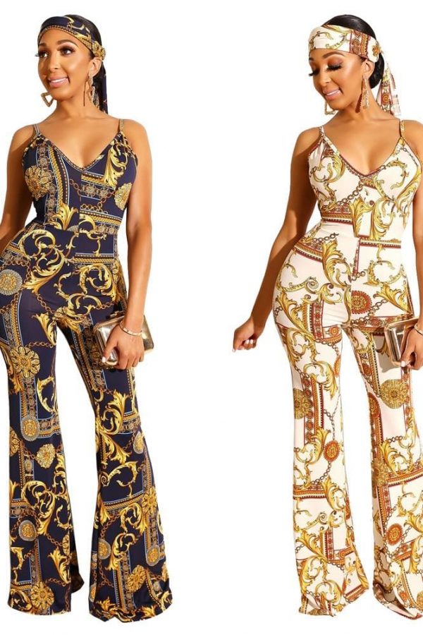 The Best New Women Ladies Clubwear Printed Sleeveless Casual Playsuit Bodycon Party Jumpsuit Romper Long Pant Trousers Online - Takalr