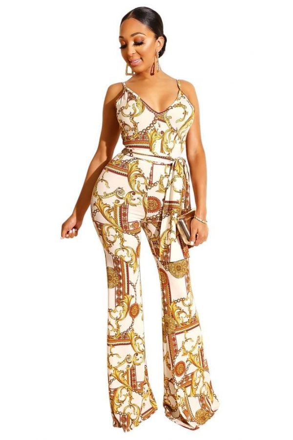 The Best New Women Ladies Clubwear Printed Sleeveless Casual Playsuit Bodycon Party Jumpsuit Romper Long Pant Trousers Online - Takalr