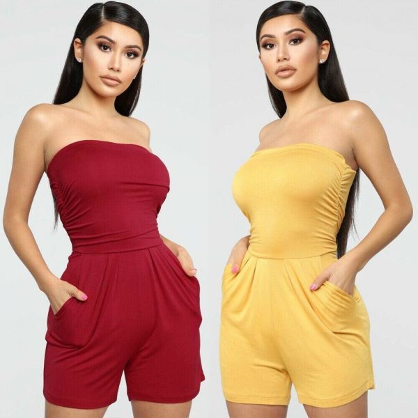 The Best New Women Ladies Clubwear Summer Playsuit Bodycon Sexy Off Shoulder Tube Tops Party Jumpsuit Romper Trousers Online - Takalr