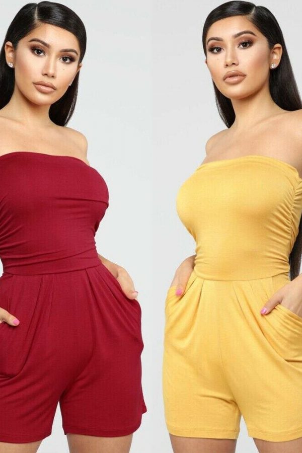 The Best New Women Ladies Clubwear Summer Playsuit Bodycon Sexy Off Shoulder Tube Tops Party Jumpsuit Romper Trousers Online - Takalr