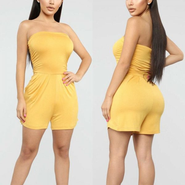 The Best New Women Ladies Clubwear Summer Playsuit Bodycon Sexy Off Shoulder Tube Tops Party Jumpsuit Romper Trousers Online - Takalr