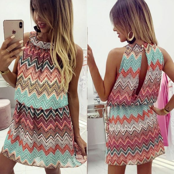 The Best New Women Ladies Summer Boho Sleeveless Short Mini Dress Holiday Party Beach Dresses Fashion Casual Loose Sundress Online - Takalr