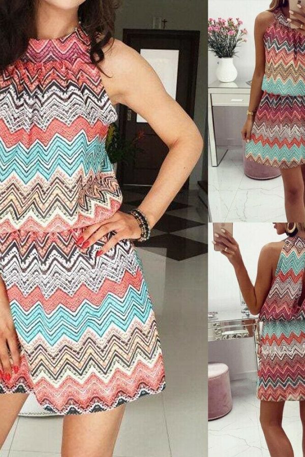 The Best New Women Ladies Summer Boho Sleeveless Short Mini Dress Holiday Party Beach Dresses Fashion Casual Loose Sundress Online - Takalr