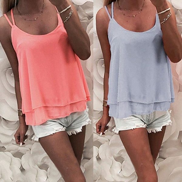 The Best New Women Ladies Summer Chiffon Sleeveless Vest Tops Blouse Tee Ladies Holiday Beach Loose Solid Casual Top Shirt Online - Takalr