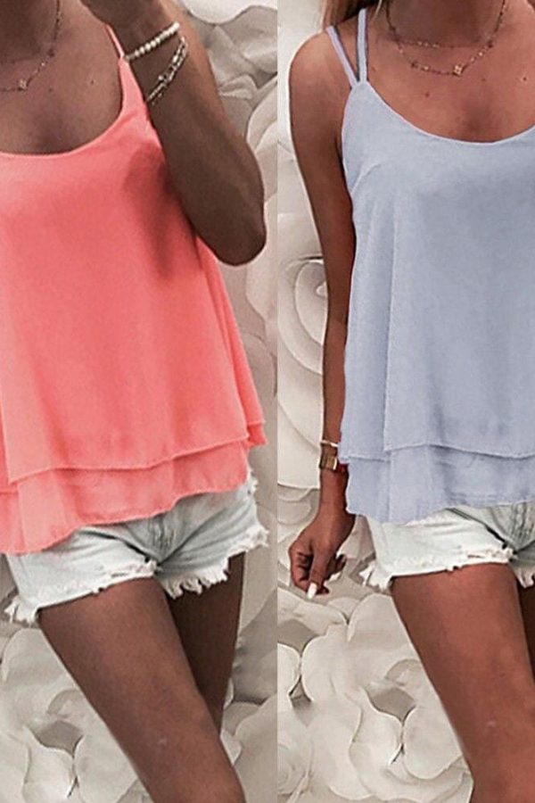 The Best New Women Ladies Summer Chiffon Sleeveless Vest Tops Blouse Tee Ladies Holiday Beach Loose Solid Casual Top Shirt Online - Takalr