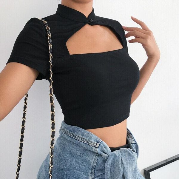 The Best New Women Ladies Summer Fashion Sexy Hollow Cropped Navel Short Sleeve Top Casual Summer Slim Tank Tops Online - Takalr