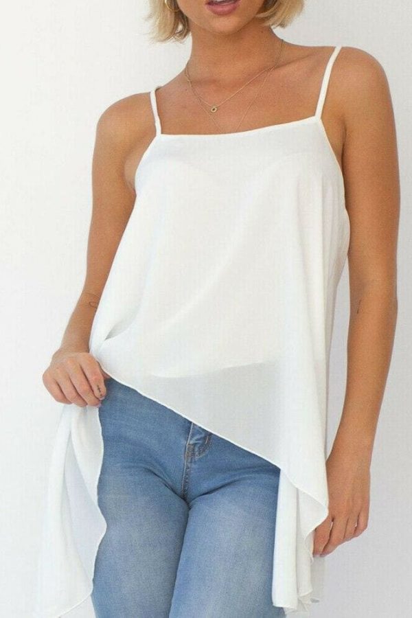 The Best New Women Ladies Vest Tank Top Chiffon Long Loose Solid Beach Casual Swing Cami Tops Blouse Summer Clothes Online - Takalr