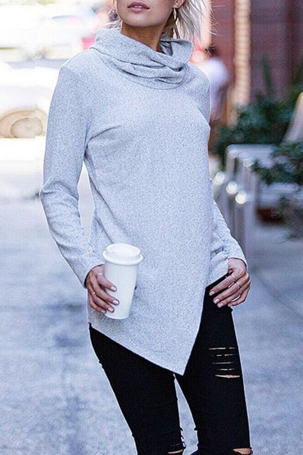 The Best New Women Lady Autumn Long Sleeve Pullover Casual Blouse Loose Turtle Neck Jumper Loose Shirt Tops Sweatshirt Online - Takalr