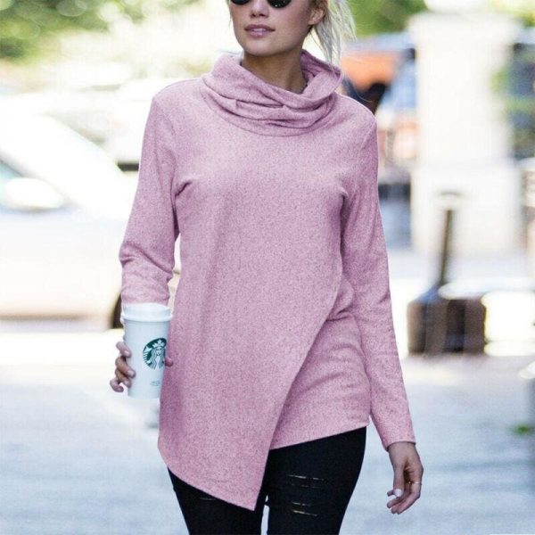 The Best New Women Lady Autumn Long Sleeve Pullover Casual Blouse Loose Turtle Neck Jumper Loose Shirt Tops Sweatshirt Online - Takalr