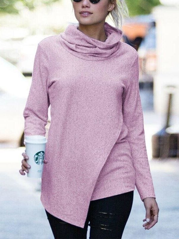 The Best New Women Lady Autumn Long Sleeve Pullover Casual Blouse Loose Turtle Neck Jumper Loose Shirt Tops Sweatshirt Online - Takalr