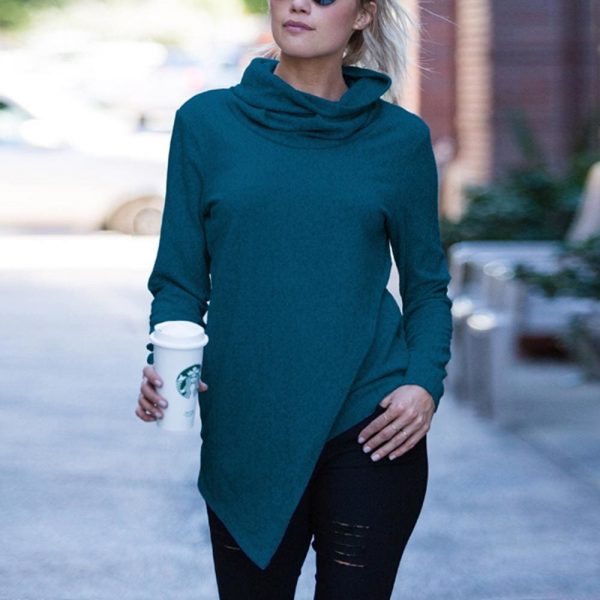 The Best New Women Lady Autumn Long Sleeve Pullover Casual Blouse Loose Turtle Neck Jumper Loose Shirt Tops Sweatshirt Online - Takalr