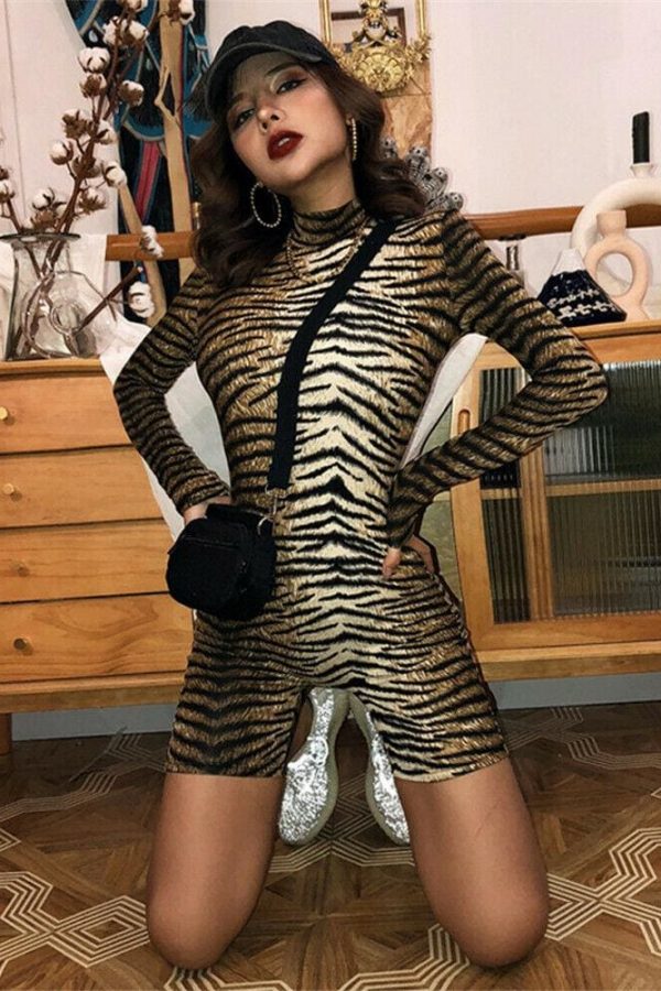 The Best New Women Leopard Print Clubwear Summer Autumn Long Sleeve Playsuit Bodycon Party Slim Jumpsuit Romper Trousers Shorts Online - Takalr